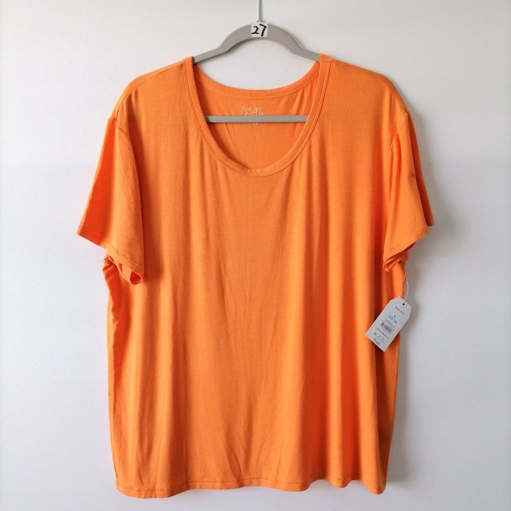 NWT Time And Tru Womens Pumpkin Orange Round Neck Short Sleeve T-Shirt Size L